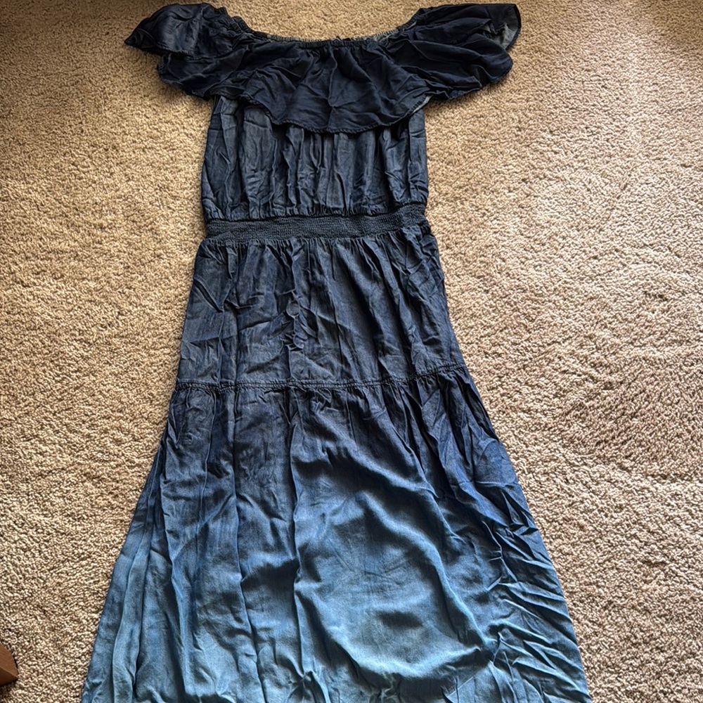 INC International Concepts Blue Flutter Sleeve Maxi Dress